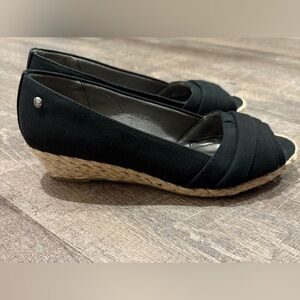 Life Stride Black Wedge Espadrille Shoes